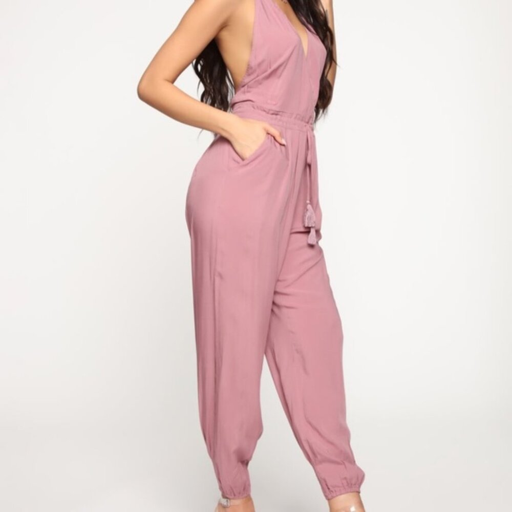 Fashion Nova Halter Jumpsuit - Dark Mauve